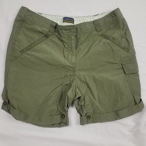 Lands' End Women Cargo Elastic Waist Green Cargo Shorts Size 12 | Roll-up